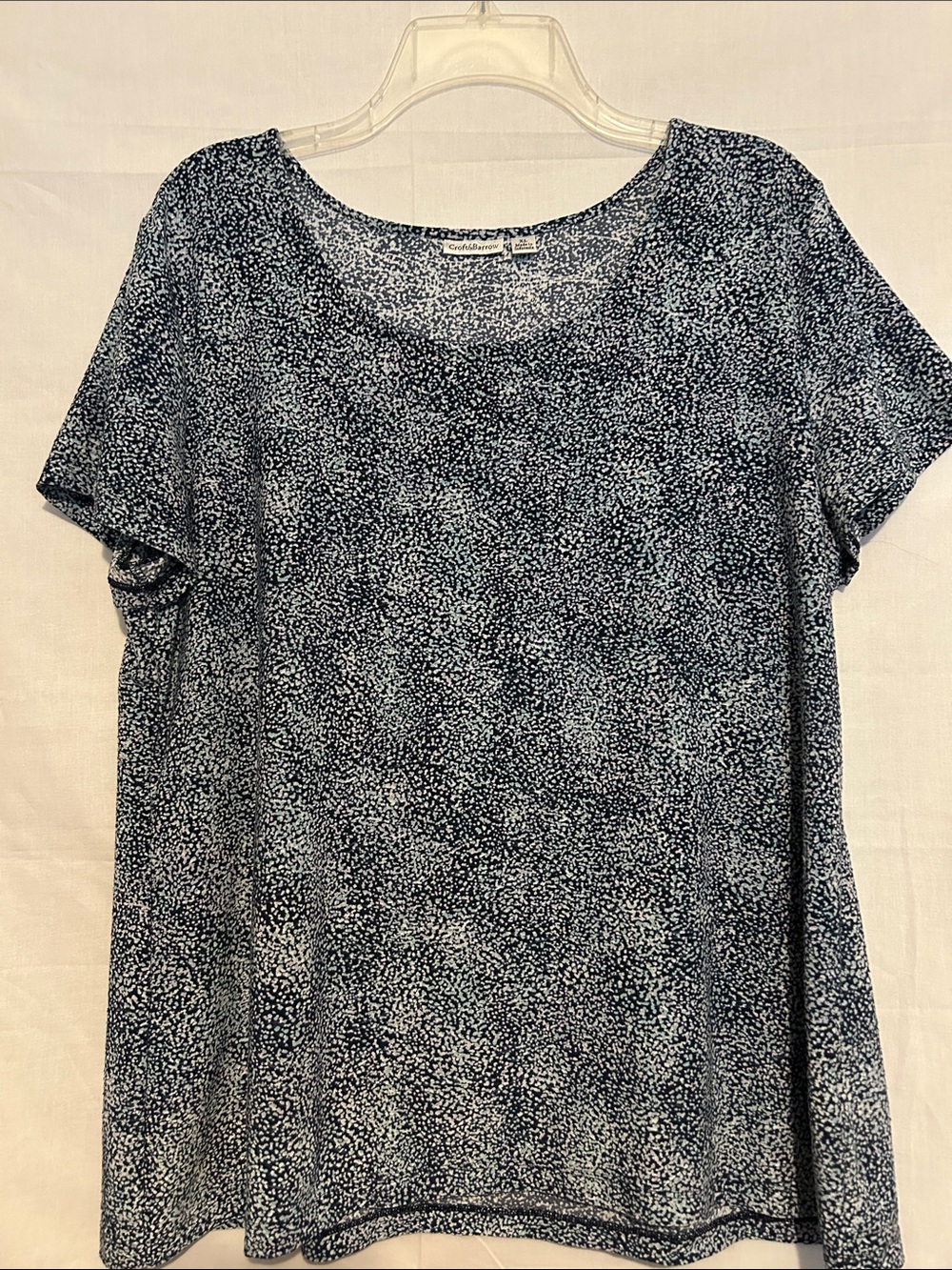 croft & barrow Navy Speckled Short Sleeve Scoop Neck Tee